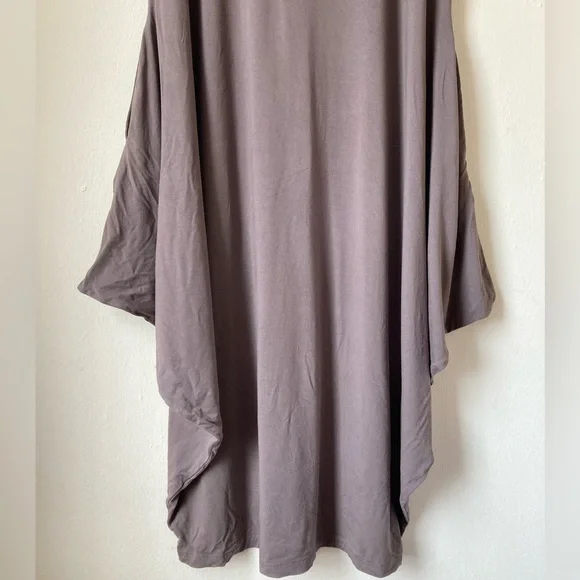 Kedem Sasson Taupe Grey Long Maxi Dress Stretch Jersey Short Sleeve One Size - Picture 6 of 16